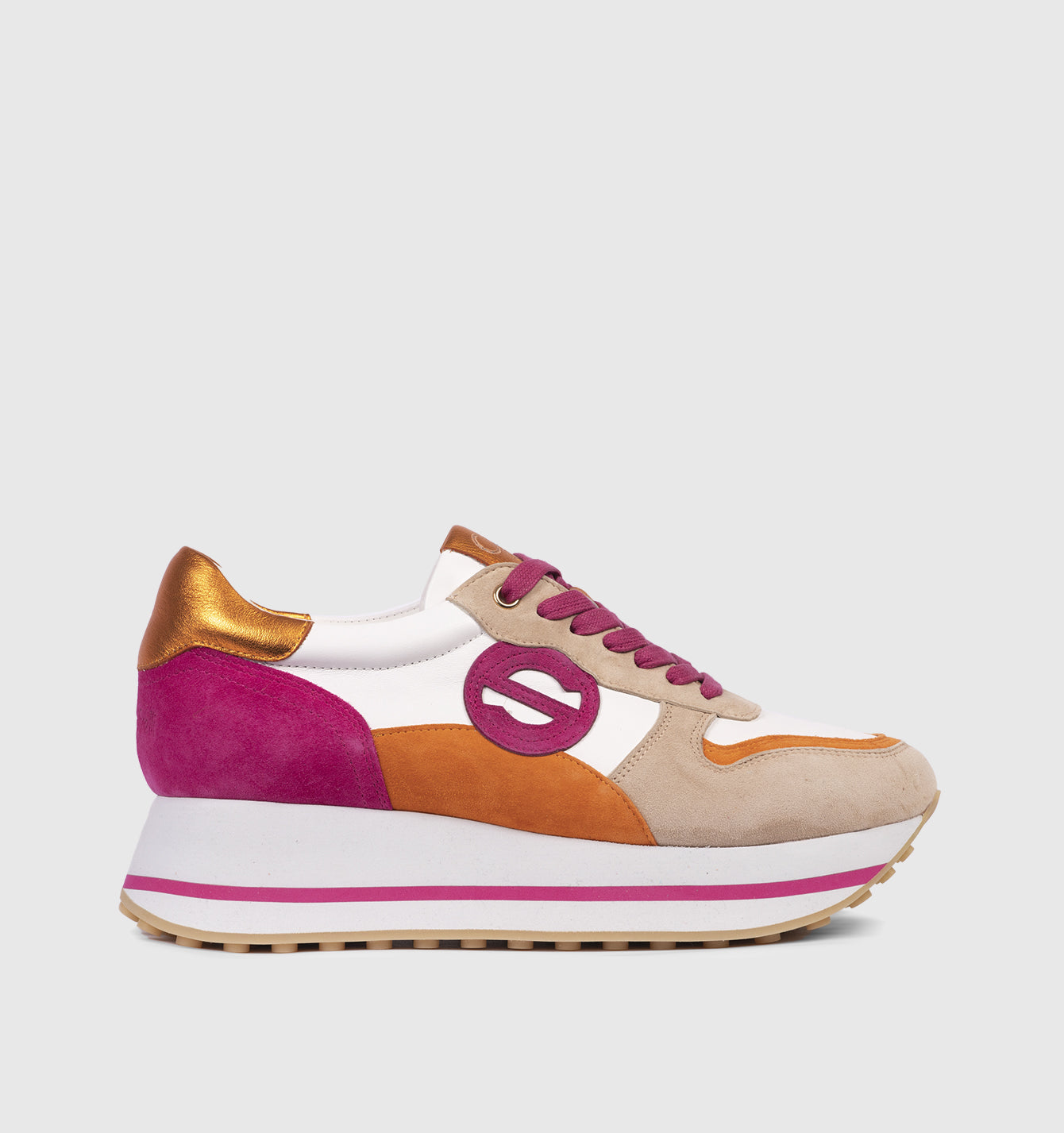Women fuschia orange sneakers 25S51-01